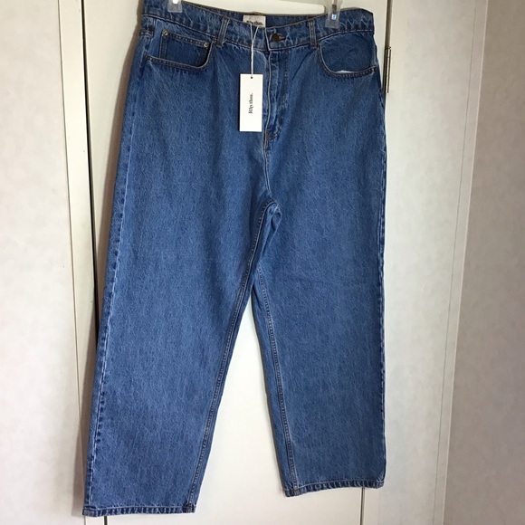 Rhythm Essential Relaxed Fit Blue Jeans 36’ waist size 18-20 (XL) NWT MSRP $68 - Picture 4 of 7